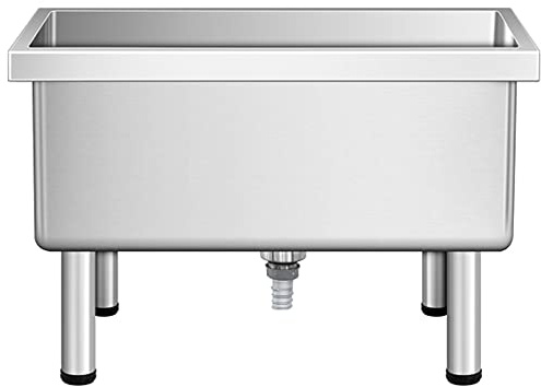 Fregadero para piso Fregadero de servicio de fregona de acero inoxidable, Fregadero independiente para interiores/exteriores Lavadero Lavabo para desnivel Lavabo para uso general Cubo para fregona par