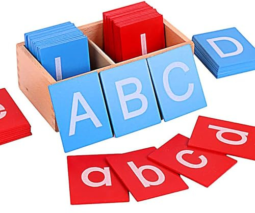 Buchstaben Sandpapier Bretter Montessori Spielzeug Rot und Blau Englisch Beschriftet Kindergarten Lehrmittel Lernen Spielzeug