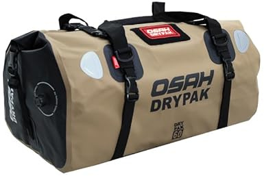 Greanthour Motorrad wasserdichte Trockentasche 60L – Rolltop-Hecktasche, großer Stauraum, für Camping, Kajak, Angeln, Reisen & Offroad – Schlammbraun