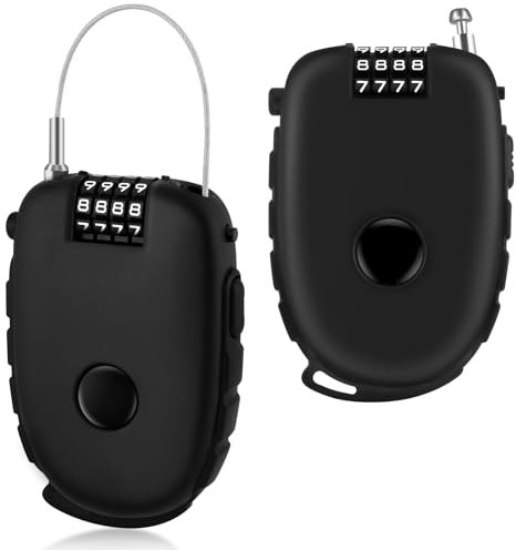 Ainiv 2PCS 4-Digit Cable Lock Combination, 130cm Stainless Steel Core Retractable Bike Lock, Flexible Ski & Security Password Locks, Strong Wire Locks for Luggage, Helmets, Suitcases, Bike, Snowboard