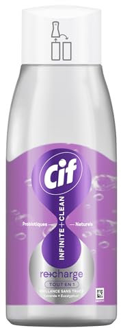 Cif - Recharge - Infinite+Clean - Spray Nettoyant Tout en 1 - Multi-usages - Brillance Sans Traces - Aux Probiotiques Naturels - Nettoyage Longue Durée - 590ml