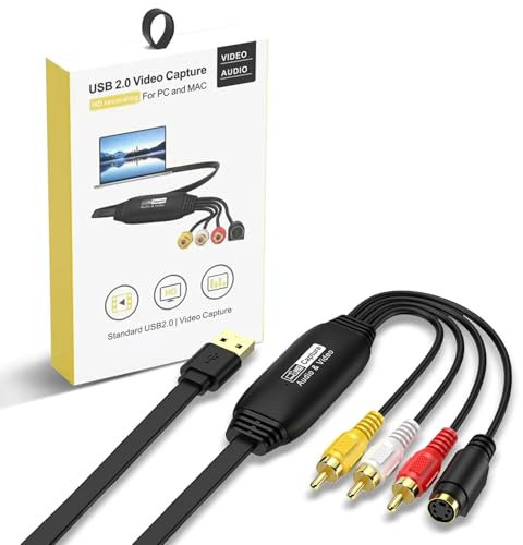 Convertidor VHS a digital 1080P, dispositivo de tarjeta de captura de video USB, RCA a USB, convertidor de VHS a digital, convertidor de video para VHS VCR Hi8 Mini DV a digital, para reproductor de