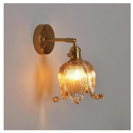 SJHPZG Applique Murale dorée Style Ferme Vintage avec Abat-Jour en Verre Tulipes, luminaire d'intérieur E27 pour Salle de Bain, Chambre, Salon, Couloir