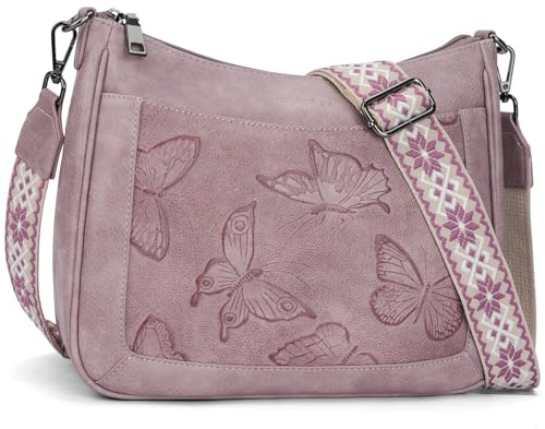 KITEVIUN Crossbody Bags for Women Trendy, Vegan Leather Medium Butterfly Hobo Purse, Women's Shoulder Handbags