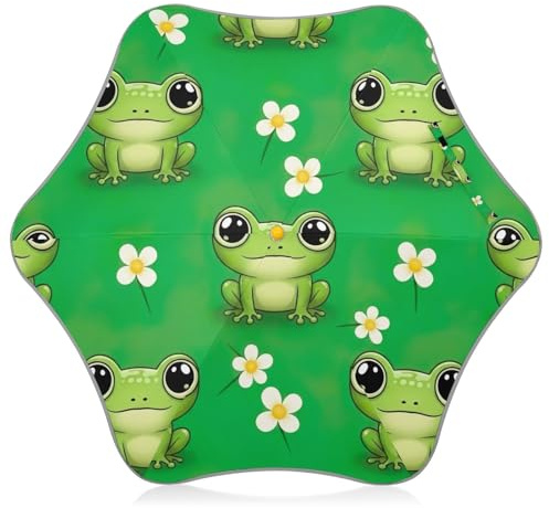 Parapluie mignon grenouille verte pour enfants avec pointes arrondies, parapluie à crochet pour l'école, les voyages, les activités de plein air
