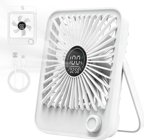 DAJASD Ventilador de mesa, mini ventilador USB, regulador de 1 a 100 niveles muy silencioso, pequeño ventilador portátil con indicador LED, batería de 1800 mAh, mini ventilador para dormir, oficina