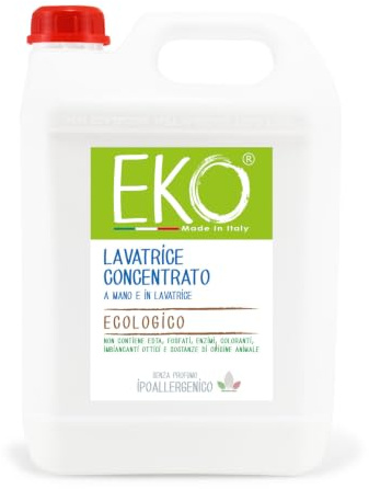 EKO Detersivo Lavatrice Ecologico Concentrato 5L – 167 Lavaggi, Senza Profumo, Ideale per Pelli Sensibili, Neonati e Bambini, Ecologico - Certificato