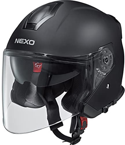 Nexo Jethelm Motorradhelm Helm Motorrad Mopedhelm Jethelm Travel 2.0 mattschwarz XL, Unisex, Chopper/Cruiser, Ganzjährig, Thermoplast, matt schwarz