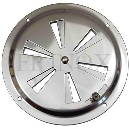 FP - Rejilla de ventilación Ajustable Redonda, 125 mm, Acero Inoxidable A2, Color Plateado