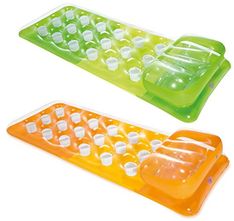 Intex – Materassino ad aria con 18 fori, 188 x 71 cm, 58890EU, Verde + arancione.