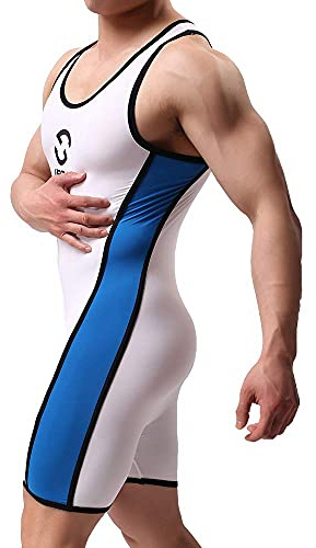 WMIERFI Ice Silk Men's Athletic Supporters Sport Swim Bodysuit Slim Fit Wrestling Singlets Leotard Underwear Jumpsuits White Large