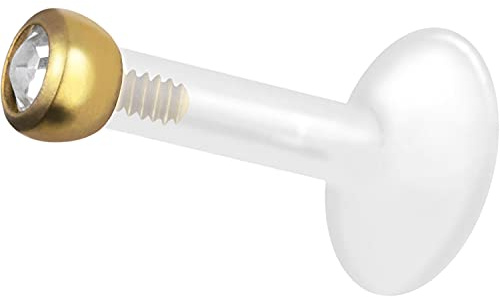 PIERCINGLINE PTFE Labret mit Innengewinde | TITAN AUFSATZ KRISTALL | Piercing Lippe Nase Ohr Helix | Farb & Größenauswahl