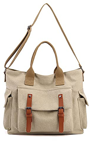 FANDARE Vintage Bolsos Mano Lona Mujer Bandolera Conmutar Bolso Hombro Cruzado para 10.5 Pulgadas Tableta Señora Viaje Trabajo Escuela Compras Crossbody Bag