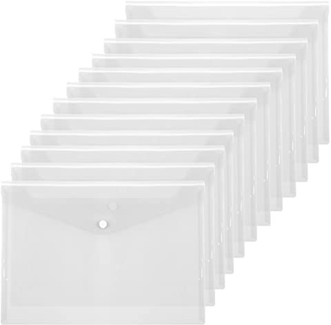 Skycase Dokumententaschen A4,12 Stück A4 Dokumentenmappe mit Druckknopf,A4 Sichttasche Dokumenten Mappen Brieftaschen Tasche für Dokumente,Quittungen & Umschlagordner,Hausaufgaben -Transparent