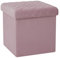 Bonlife Faltbarer Sitzhocker mit Stauraum,Samt Kleiner Hocker Sitztruhe,Aufbewahrungsbox Kinder mit Deckel,Klapphocker Sitzwürfel,Rosa,32x32x32cm