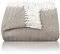 Gräfenstayn Premium Copriletto con frange - 100% cotone - 150 x 200 cm - Coperta estiva a spina di pesce - Coperta di cotone come coperta da letto, coperta da divano (Marrone)