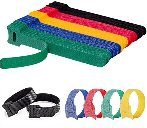 100 Pezzi Fascette Fermacavi, Riutilizzabili Fascette Fermacavi Nero Fermacavo Adesivo per Fissare i Cavi di Casa, sistemare Cavi Pc -150 x 12 mm（Colorato）