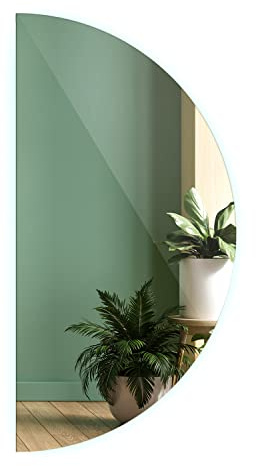 Tulup Specchio moderno semicircolare LED Luce Freddo Colore a parete 90 cm