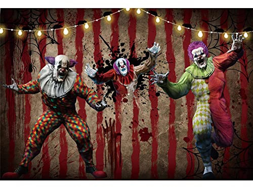 Ttincceer 3x2m Halloween sfondo orrore circo malvagio pagliaccio attraverso il muro orrore festa fotografia sfondi uomini donne ritratto studio prop