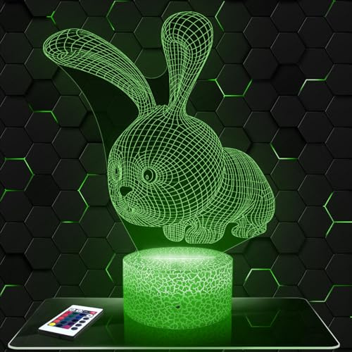 Lampephoto.fr - Niedlicher Hase Tier 3D Lampe, Touch Nachtlicht, 3D Led Illusion Geschenkidee Weihnachten Geburtstag Junge und Mädchen Kinder- oder Erwachsenenzimmer