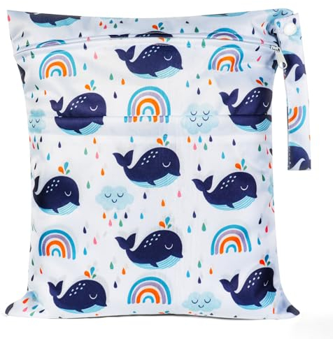 Vicloon Wetbag Borsa per Pannolini Lavabili, Borsa per Pannolini Impermeabile Riutilizzabile, Wet Bag Borsa Wetbag Pannolini con Doppia Cerniera Contenere i Pannolini per Bambini Vestiti Sporchi