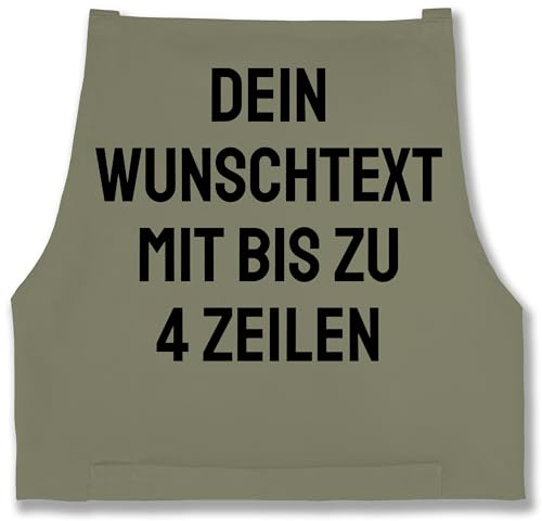 Schürze - Aufdruck selbst gestalten - Wunschtext I Eigener Text I Personalisierter Text I Custom Text - 85x69 - Sage Grün - kochschürze bedrucken lassen kochschuerze maenner personalisierte name