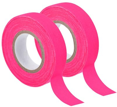 sourcing map 2 Rollos de Cinta Adhesiva de Tela de Gaffers Neon, 0.6 pulgadas x 32.8 pies Cinta que Brilla en la Oscuridad Cinta Adhesiva Fluorescente Luz Negra, Rosa