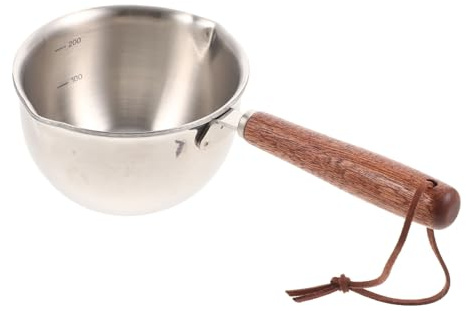 BESTOYARD 1 Qt Stainless Steel Milk Pot with Double Sided Pouring Lips Small Saucepan for Stove Use Heating Milk Melting Butter and Cooking Sauces 7.87X3.93X1.96 Inches