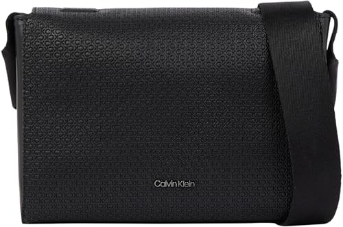 Calvin Klein Herren Umhängetasche Vertical Lines Messenger Klein, Schwarz (Nano Mono Black), Einheitsgröße