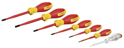 Bosch Professional Set de tournevis plats/PH VDE (avec testeur de phase unipolaire – 7 pièces)