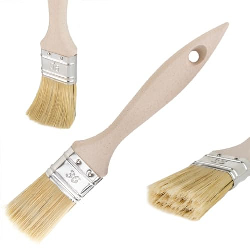 Lot de 5 pinceaux plats 36 mm | Pinceaux à peinture et à lasure | Qualité professionnelle | Poils synthétiques / naturels | Manche en bois | Pour vernis et lasures (5 pièces, 36 mm)