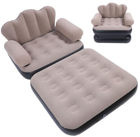 Aufblasbare Couch, Tragbares Faltbares Aufblasbares Schlafsofa, Verdickte Beflockte PVC-Aufblascouch-Matratze, Outdoor-Luftsofa für Reisen, Camping, Heimgebrauch, Starke