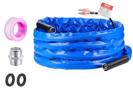 VEVOR Tuyau d'Eau Chauffant pour Camping-car 7,6 m, Tuyau d'Eau Potable Antigel jusqu'à -42,7 ℃, avec Couvercle Ondulé, Autorégulation Automatique, Diamètre Intérieur de 16 mm, sans Plomb ni BPA