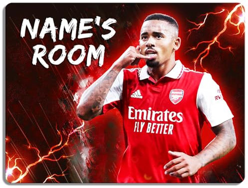 Personalised Jesus Bedroom Door Sign Football Legend Room Name Plaque Children's Boys Liverpool Football Player Kids Birthday Gift NLD36