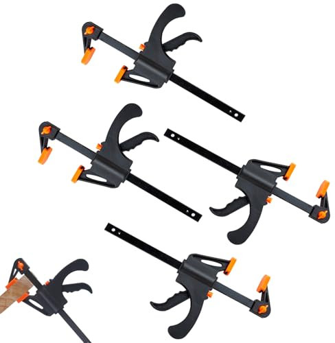 Einhandzwinge, Schraubzwingen, Tischklemme, Holzbearbeitungswerkzeuge, für Fixieren von Holz Möbel, für die Tischlerei Montage und Demontage von Möbeln, Spannweite 102 MM, Ausladung 35MM, 4 Stück