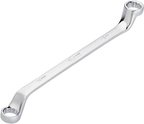 VIGOR Doppel-Ringschlüssel V7750-14X15, SW 14 x 15 mm, Außen Doppelsechskant Profil, 15 Grad gekröpft, 233 mm Länge, verchromt-poliert, nach DIN 838/ISO 10104
