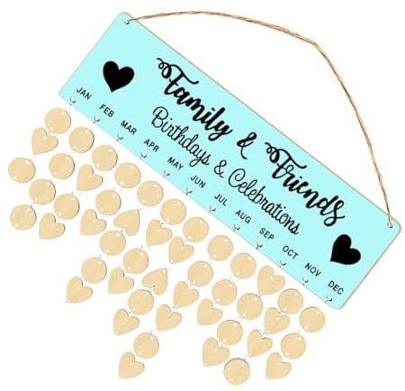 NUOBESTY Holz Geburtstagskalender Familienkalender Aus Holz Zum Aufhängen Wand Für Geburtstage Und Feiertage Mit Kreisscheiben Zum Beschriften Diy Wanddekoration Für Hause