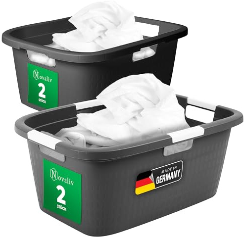 Novaliv Wäschewanne-Set 2x 25L + 2x 40L, Wäschebox Set Wäscheeimer Wäschebehälter für Bad Wäsche Schmutzwäsche, Wäschekörbe Wäschewanne Laundry Basket Wäschetonne Korb Sammler Box Wanne