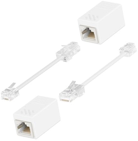 Awishwell Phone Jack to Ethernet Adapter, 2 Pack RJ45 to RJ11 Adapter, RJ45 Female to RJ11 Male Connector for Landline Phones, White