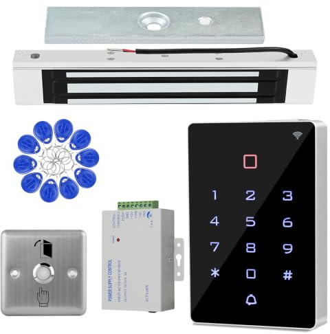 ReaIOKbii Kit Controllo Accessi Wi-Fi Tuya, Tastiera RFID Impermeabile, Serratura Magnetica 180kg, Alimentatore 12V, Pulsante di Uscita e 10 Tag RFID, Sblocco Remoto per Uffici e Abitazioni