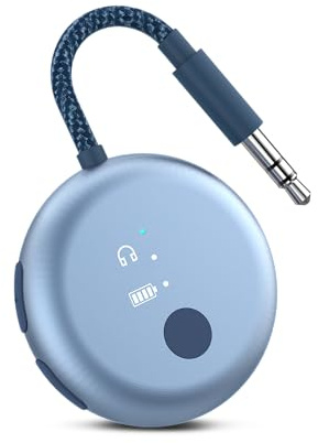 Avantree SoundJet R1 - Bluetooth Adapter fürs Flugzeug, Himmelblau | 25 Std. Akkulaufzeit, Qualcomm-Chip, aptX Adaptive/HD, Doppelstecker und USB-C-Laden während der Nutzung