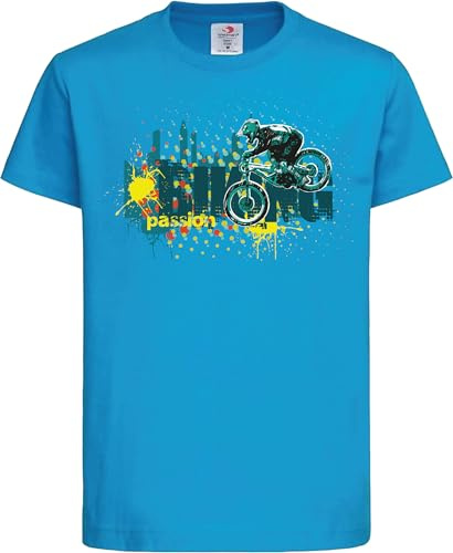 Baddery T-Shirt de vélo pour Enfant - „Biking Passion“ | Motif VTT et descente – T-shirt pour garçons et filles