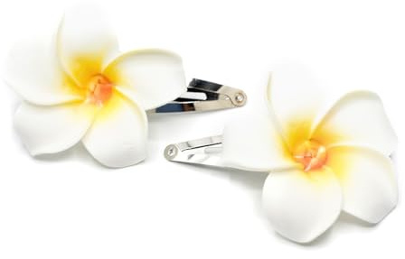 Miniblings Frangipani Blumen Haarspangen Haarklammer Hawaii Surfen Urlaub weiß - Handmade Modeschmuck | Haarschmuck Haarclips Haarklammern