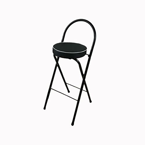 Set di 2 sgabelli da bar pieghevoli moderni con poggiapiedi e seduta imbottita in pelle, ideali per soggiorno, cucina, negozio o caffetteria, altezza comoda e design elegante (nero, 60 cm)