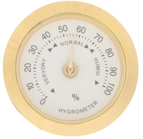 SEWACC Round Alloy Guitar Hygrometer for Instrument Care Precise Analog Humidity Measurement for Violin and Guitar Cases Compact Moisture for Musical Instruments