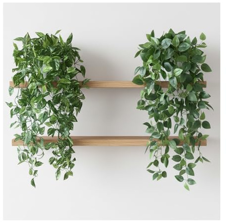 35.5 Artificial Pothos Ivy Plants Set of 2 with Pots, Fake Hanging Greenery Silk Leaves for Home Decor, Realistic Faux Plants for Shelf Tabletop Office, No Maintenance Needed (Light & Dark Green)