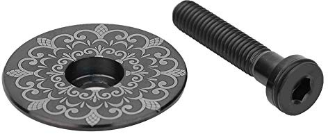 Tappi superiori per serie sterzo per bicicletta, in lega di titanio, per forcella, per attacco manubrio, set da 2 pezzi, resistenti, leggeri, stile unico, vestibilità universale. ((Totem nero))