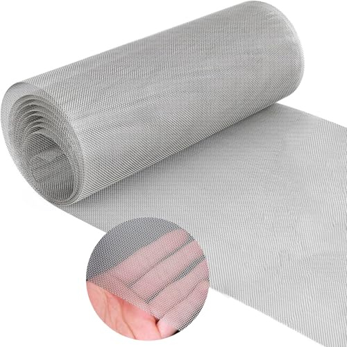 Rejilla de alambre de malla fina de 1 mm, ancho de malla de 40 x 200 cm, acero inoxidable 304, malla metálica para pájaros, alambre para conejos, roedores para insectos y jardín (20 mesh)