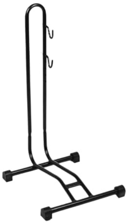 Zymjzbetic MTB-Fahrrad-Bodenparkständer, Garagenaufbewahrung, Ausstellungsständer mit Haken, stationärer Fahrradständer, freistehend für Fahrradabstellplätze(Black-with Hook)
