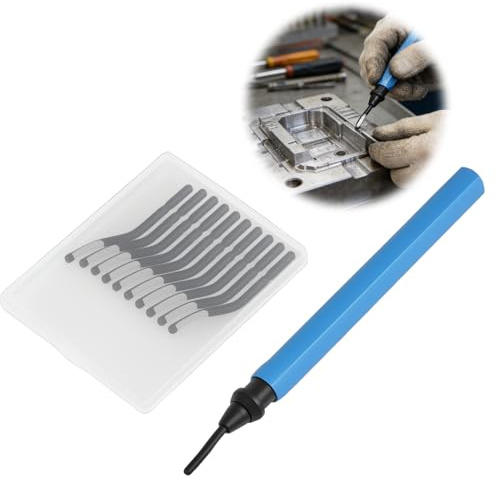 Deburring Tool Kit, High-Gloss Blue Aluminum Handle With 10 HSS Blades, 360° Rotary Burr Remover For 3D Printing PVC Copper Pipes